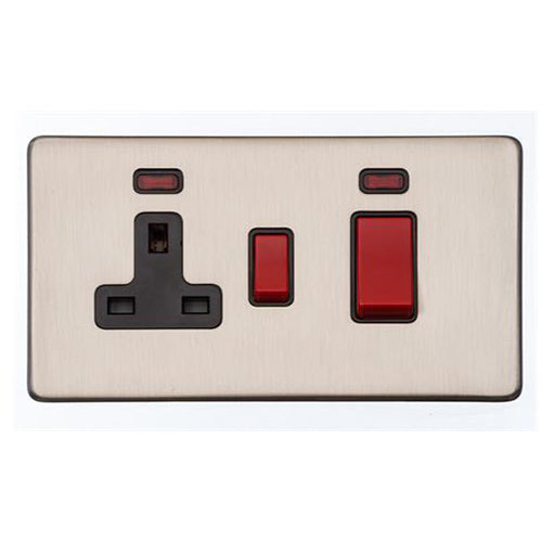 Vintage Range Satin Nickel Switches & Sockets, X05 - 45A Cooker Unit + 13A Socket by Heritage Brass By M-Marcus