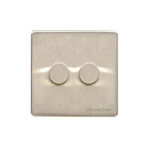 Vintage Range Satin Nickel Switches & Sockets, X05 - 2G Multi Location Secondary Dimmer by Heritage Brass By M-Marcus