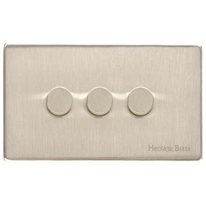 Vintage Range Satin Nickel Switches & Sockets, X05 - 3G Multi Location Secondary Dimmer by Heritage Brass By M-Marcus
