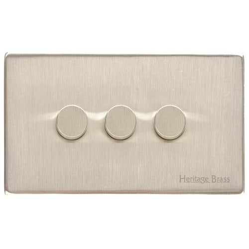 Vintage Range Satin Nickel Switches & Sockets, X05 - 3G Multi Location Secondary Dimmer by Heritage Brass By M-Marcus