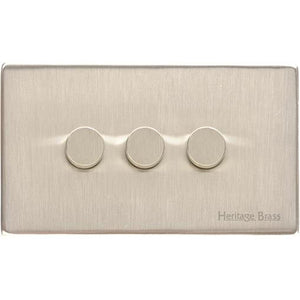 Vintage Range Satin Nickel Switches & Sockets, X05 - 3G Multi Location Secondary Dimmer by Heritage Brass By M-Marcus