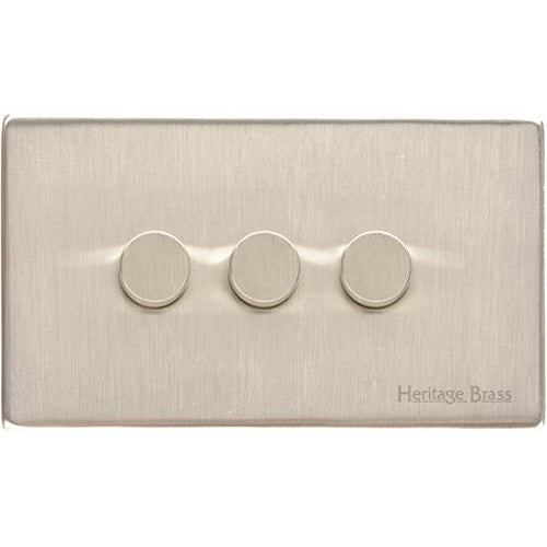 Vintage Range Satin Nickel Switches & Sockets, X05 - 3G Multi Location Primary Dimmer by Heritage Brass By M-Marcus