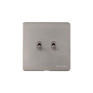 Windsor Range Satin Nickel Switches & Sockets, WN5 - 2 Gang Stockholm Toggle by Heritage Brass By M-Marcus
