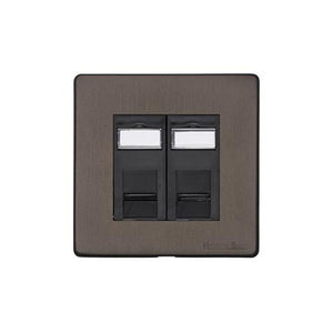 Vintage Range Matt Bronze Switches & Sockets, X09 - 2 Gang RJ45 by Heritage Brass By M-Marcus
