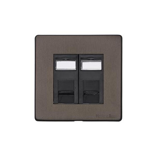 Vintage Range Matt Bronze Switches & Sockets, X09 - 2 Gang RJ45 by Heritage Brass By M-Marcus