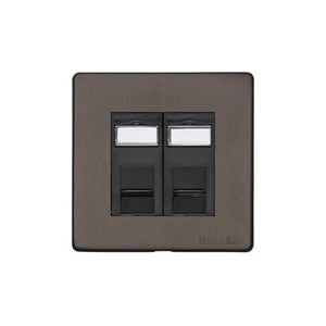 Vintage Range Matt Bronze Switches & Sockets, X09 - 2 Gang RJ45 by Heritage Brass By M-Marcus