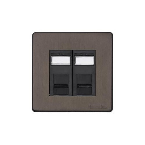 Vintage Range Matt Bronze Switches & Sockets, X09 - 2 Gang RJ45 by Heritage Brass By M-Marcus