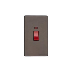 Vintage Range Matt Bronze Switches & Sockets, X09 - 45A DP Cooker Switch with Neon (tall plate) by Heritage Brass By M-Marcus