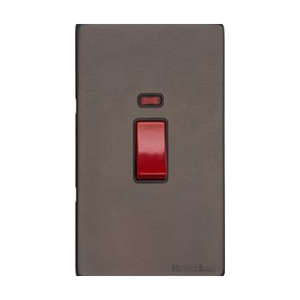 Vintage Range Matt Bronze Switches & Sockets, X09 - 45A DP Cooker Switch with Neon (tall plate) by Heritage Brass By M-Marcus