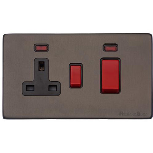 Vintage Range Matt Bronze Switches & Sockets, X09 - 45A Cooker Unit + 13A Socket by Heritage Brass By M-Marcus