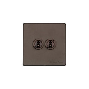 Executive Range Matt Bronze Switches & Sockets, EX9 - 2 Gang Toggle Switch by Heritage Brass By M-Marcus