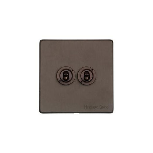 Executive Range Matt Bronze Switches & Sockets, EX9 - 2 Gang Toggle Switch by Heritage Brass By M-Marcus