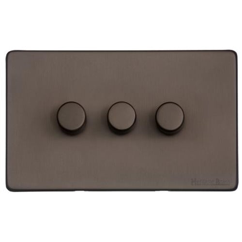 Vintage Range Matt Bronze Switches & Sockets, X09 - 3G Multi Location Primary Dimmer by Heritage Brass By M-Marcus