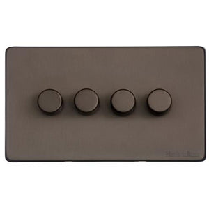 Vintage Range Matt Bronze Switches & Sockets, X09 - 4 Gang Dimmer 250 watts (Compatible with halogen/ incandescent bulbs) by Heritage Brass By M-Marcus