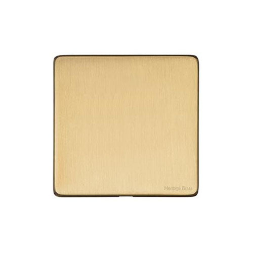 Vintage Range Satin Brass Switches & Sockets, X44 - Single Blank Plate by Heritage Brass By M-Marcus