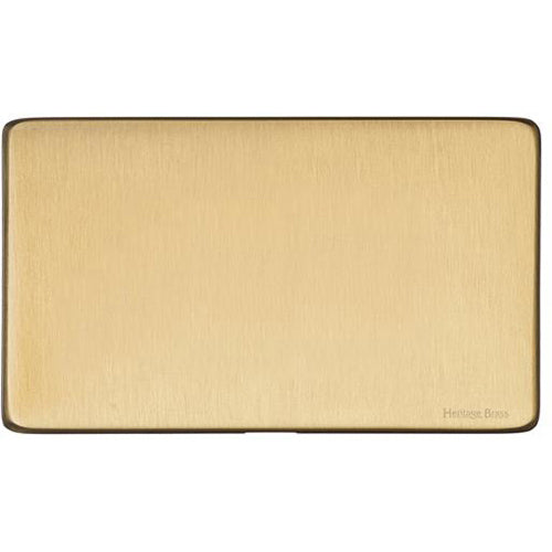 Vintage Range Satin Brass Switches & Sockets, X44 - Double Blank Plate by Heritage Brass By M-Marcus