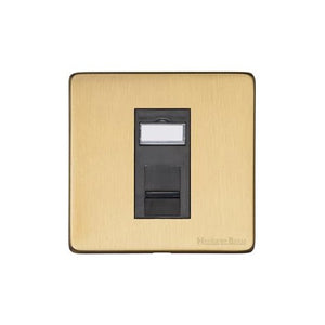 Vintage Range Satin Brass Switches & Sockets, X44 - 1 Gang RJ45 by Heritage Brass By M-Marcus