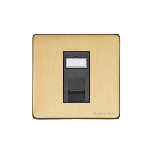 Vintage Range Satin Brass Switches & Sockets, X44 - 1 Gang RJ45 by Heritage Brass By M-Marcus