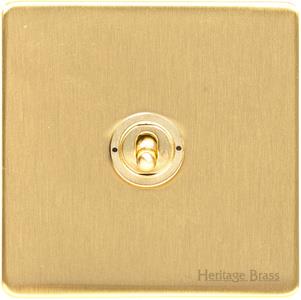 Heritage Brass Electrical, Vintage Range - Satin Brass - 1 Gang Dolly Switch, 1 Gang Dolly Switch, 1 Gang Dolly Switch, 20 Amp 2 Way Dolly Switches