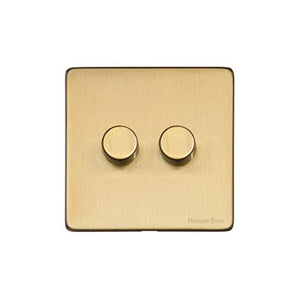 Vintage Range Satin Brass Switches & Sockets, X44 - 2G Multi Location Primary Dimmer by Heritage Brass By M-Marcus