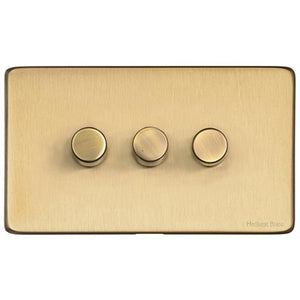 Vintage Range Satin Brass Switches & Sockets, X44 - 3G Multi Location Secondary Dimmer by Heritage Brass By M-Marcus