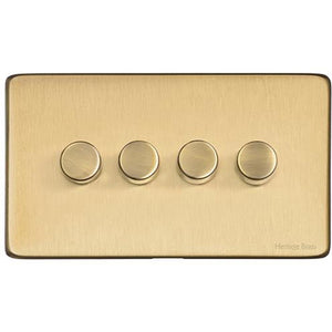 Vintage Range Satin Brass Switches & Sockets, X44 - 4G Multi Location Primary Dimmer by Heritage Brass By M-Marcus