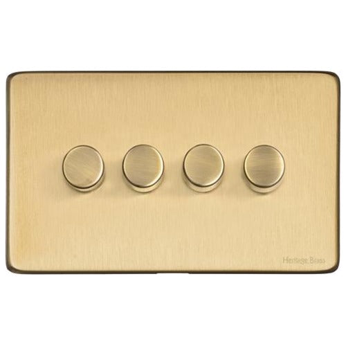 Vintage Range Satin Brass Switches & Sockets, X44 - 4G Multi Location Primary Dimmer by Heritage Brass By M-Marcus
