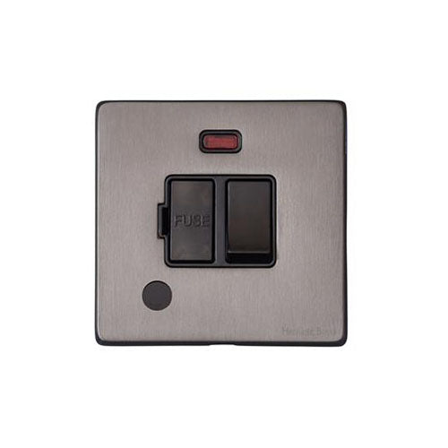 Vintage Range Satin Black Nickel Switches & Sockets, X66 - Switched Spur with Neon + Cord (13 Amp) by Heritage Brass By M-Marcus