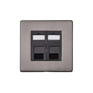 Vintage Range Satin Black Nickel Switches & Sockets, X66 - 2 Gang RJ45 by Heritage Brass By M-Marcus