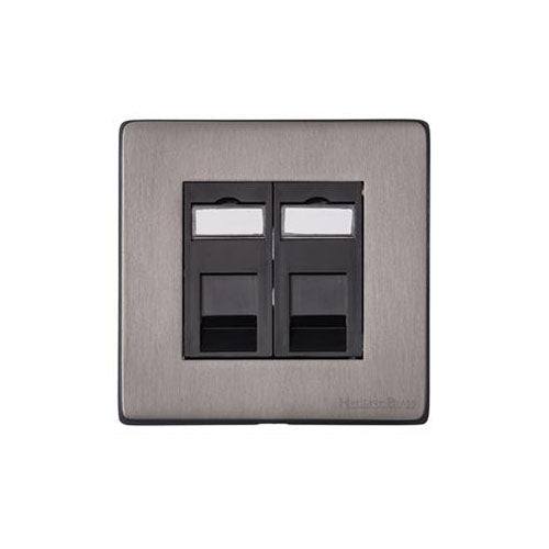 Vintage Range Satin Black Nickel Switches & Sockets, X66 - 2 Gang RJ45 by Heritage Brass By M-Marcus