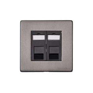Vintage Range Satin Black Nickel Switches & Sockets, X66 - 2 Gang RJ45 by Heritage Brass By M-Marcus