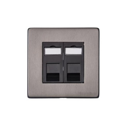 Vintage Range Satin Black Nickel Switches & Sockets, X66 - 2 Gang RJ45 by Heritage Brass By M-Marcus
