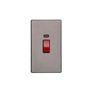 Vintage Range Satin Black Nickel Switches & Sockets, X66 - 45A DP Cooker Switch with Neon (tall plate) by Heritage Brass By M-Marcus