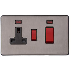 Vintage Range Satin Black Nickel Switches & Sockets, X66 - 45A Cooker Unit + 13A Socket by Heritage Brass By M-Marcus