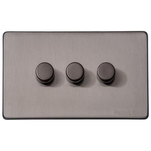 Vintage Range Satin Black Nickel Switches & Sockets, X66 - 3G Multi Location Primary Dimmer by Heritage Brass By M-Marcus