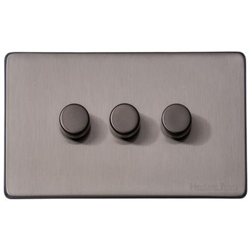 Vintage Range Satin Black Nickel Switches & Sockets, X66 - 3G Multi Location Primary Dimmer by Heritage Brass By M-Marcus
