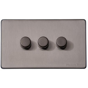Vintage Range Satin Black Nickel Switches & Sockets, X66 - 3G Multi Location Secondary Dimmer by Heritage Brass By M-Marcus