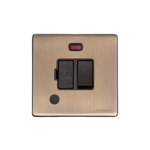 Vintage Range Antique Brass Switches & Sockets, X91 - Switched Spur with Neon + Cord (13 Amp) by Heritage Brass By M-Marcus