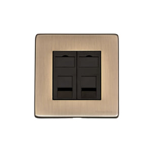 Vintage Range Antique Brass Switches & Sockets, X91 - 2 Gang Secondary Line Socket by Heritage Brass By M-Marcus