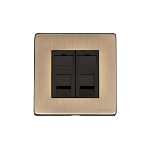 Vintage Range Antique Brass Switches & Sockets, X91 - 2 Gang Master Line Socket by Heritage Brass By M-Marcus