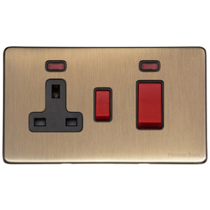 Vintage Range Antique Brass Switches & Sockets, X91 - 45A Cooker Unit + 13A Socket by Heritage Brass By M-Marcus