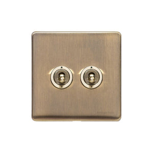 Executive Range Antique Brass Switches & Sockets, EX91 - 2 Gang Toggle Switch by Heritage Brass By M-Marcus