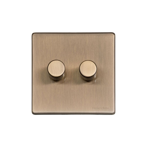 Vintage Range Antique Brass Switches & Sockets, X91 - 2G Multi Location Primary Dimmer by Heritage Brass By M-Marcus
