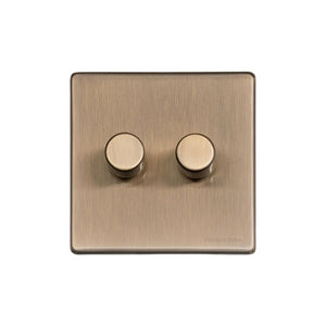 Vintage Range Antique Brass Switches & Sockets, X91 - 2G Multi Location Secondary Dimmer by Heritage Brass By M-Marcus