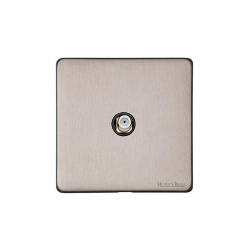 Windsor Range Aged Pewter Switches & Sockets, WAP - 1 Gang Satellite Socket by Heritage Brass By M-Marcus