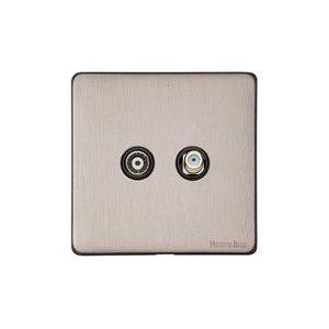 Windsor Range Aged Pewter Switches & Sockets, WAP - TV/Satellite Socket by Heritage Brass By M-Marcus