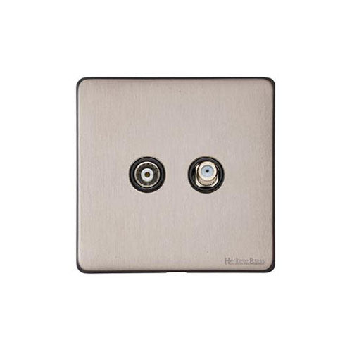 Windsor Range Aged Pewter Switches & Sockets, WAP - TV/Satellite Socket by Heritage Brass By M-Marcus