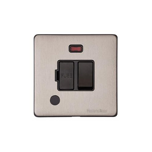 Vintage Range Aged Pewter Switches & Sockets, XAP - Switched Spur with Neon + Cord (13 Amp) by Heritage Brass By M-Marcus
