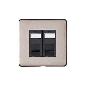 Windsor Range Aged Pewter Switches & Sockets, WAP - 2 Gang Secondary Line Socket by Heritage Brass By M-Marcus
