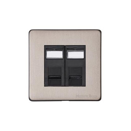 Windsor Range Aged Pewter Switches & Sockets, WAP - 2 Gang Secondary Line Socket by Heritage Brass By M-Marcus